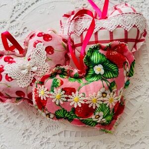 Handmade heart pillows set of 3 each heart is 7”x 5”